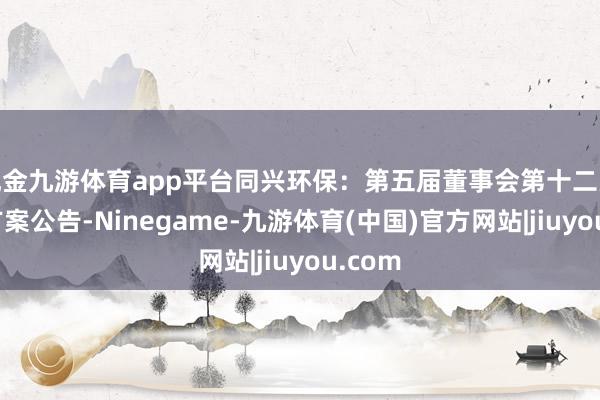 现金九游体育app平台同兴环保：第五届董事会第十二次会议方案公告-Ninegame-九游体育(中国)官方网站|jiuyou.com