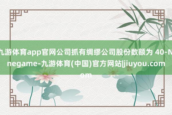 九游体育app官网公司抓有绸缪公司股份数额为 40-Ninegame-九游体育(中国)官方网站|jiuyou.com